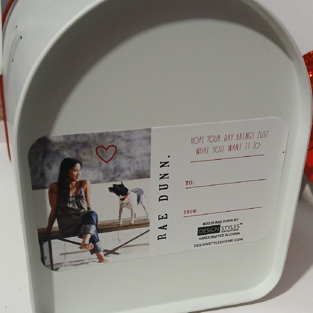Rae Dunn White Mailbox with Red Heart NWT - Picture 2 of 9